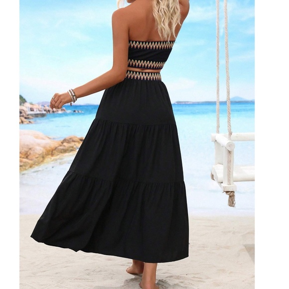 Boho Black Chevron Tube Top Maxi Skirt Set - Picture 4 of 4